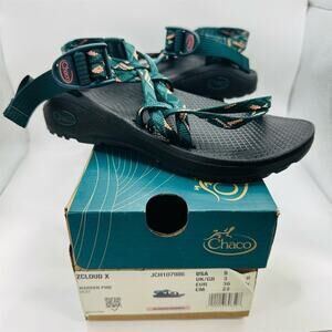 Chaco Z/Cloud X Women's Sport Sandals Pine Green/Teal Geometric Size 5